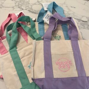 4 Trader Joe’s Mini Tote Bags - All Four Pastel Colors